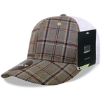 6 Panel Mid Profile Structured Plaid Trucker