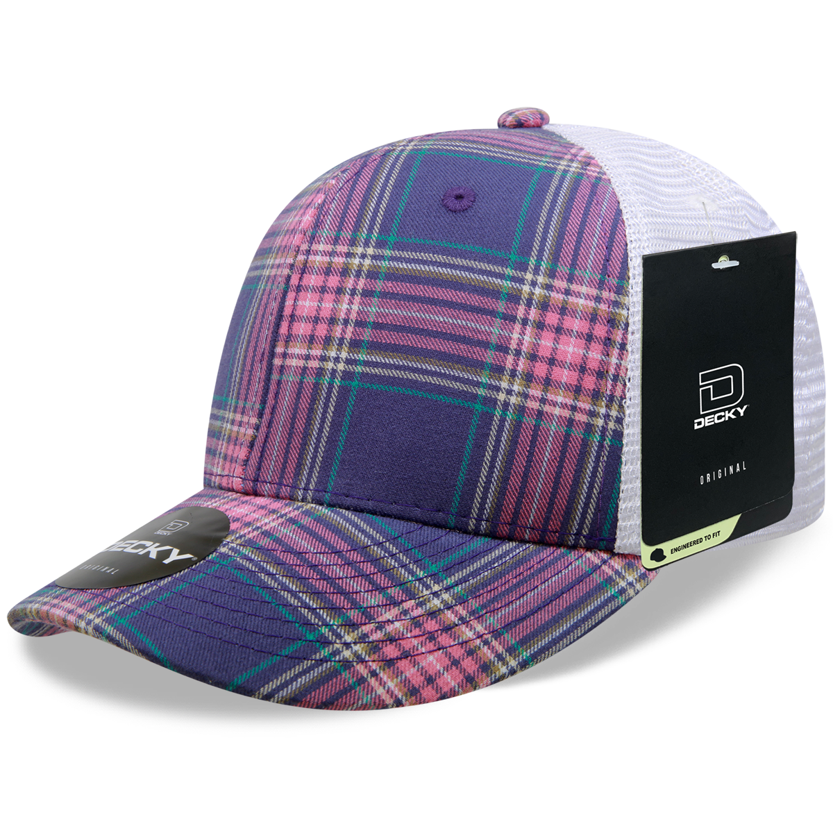 6 Panel Mid Profile Structured Plaid Trucker