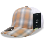6 Panel Mid Profile Structured Plaid Trucker