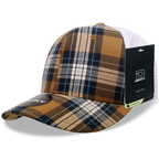 6 Panel Mid Profile Structured Plaid Trucker