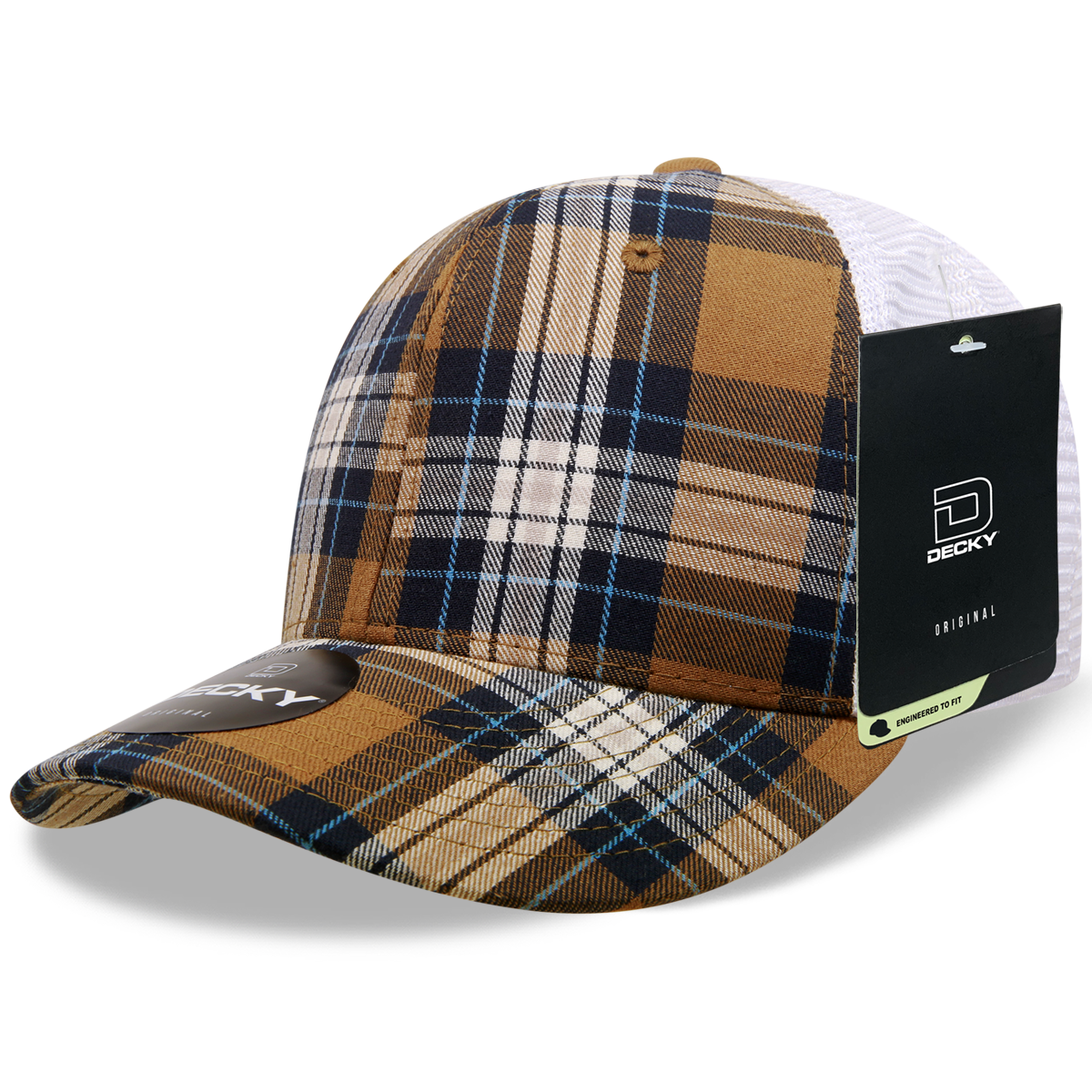 6 Panel Mid Profile Structured Plaid Trucker