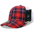 6 Panel Mid Profile Structured Plaid Trucker