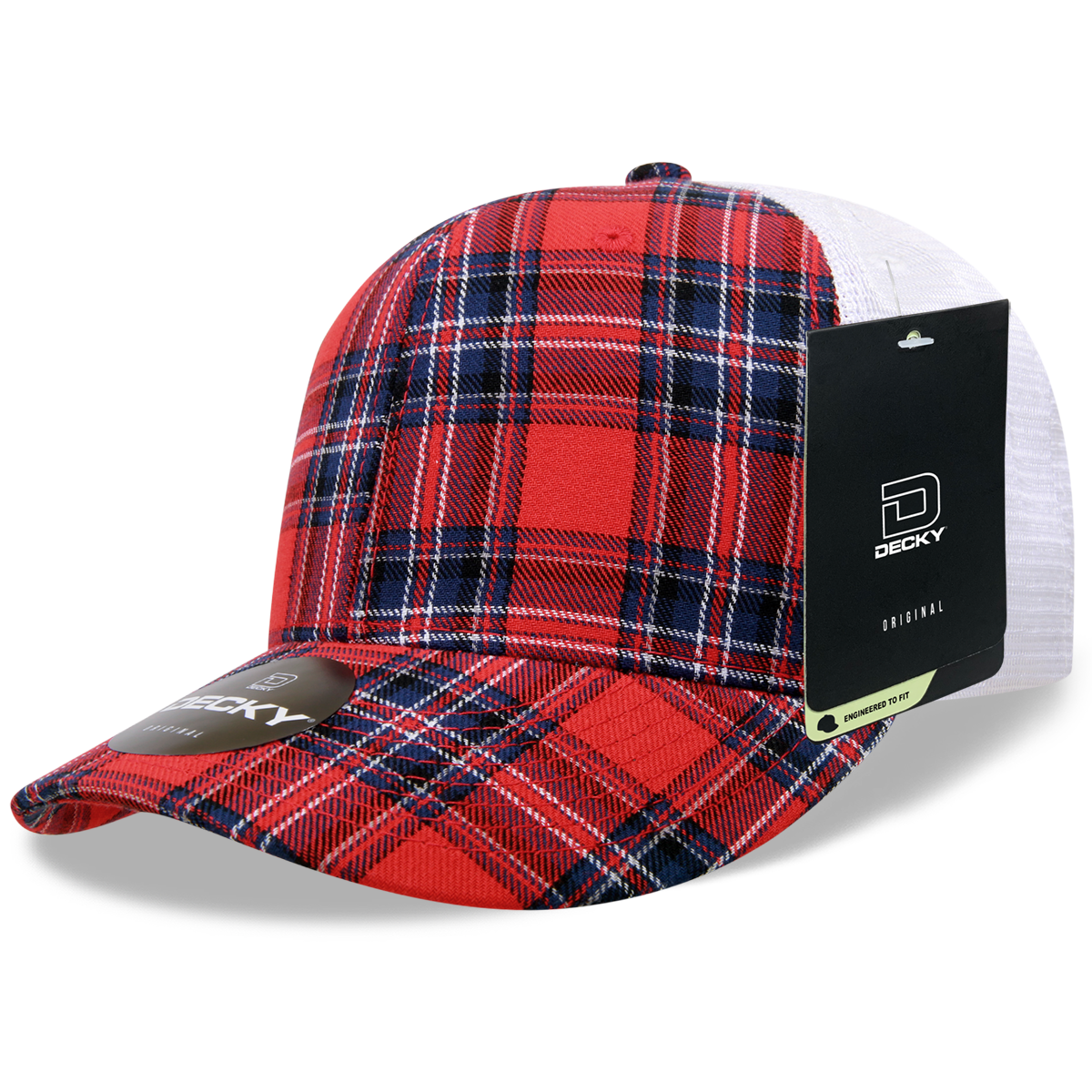 6 Panel Mid Profile Structured Plaid Trucker