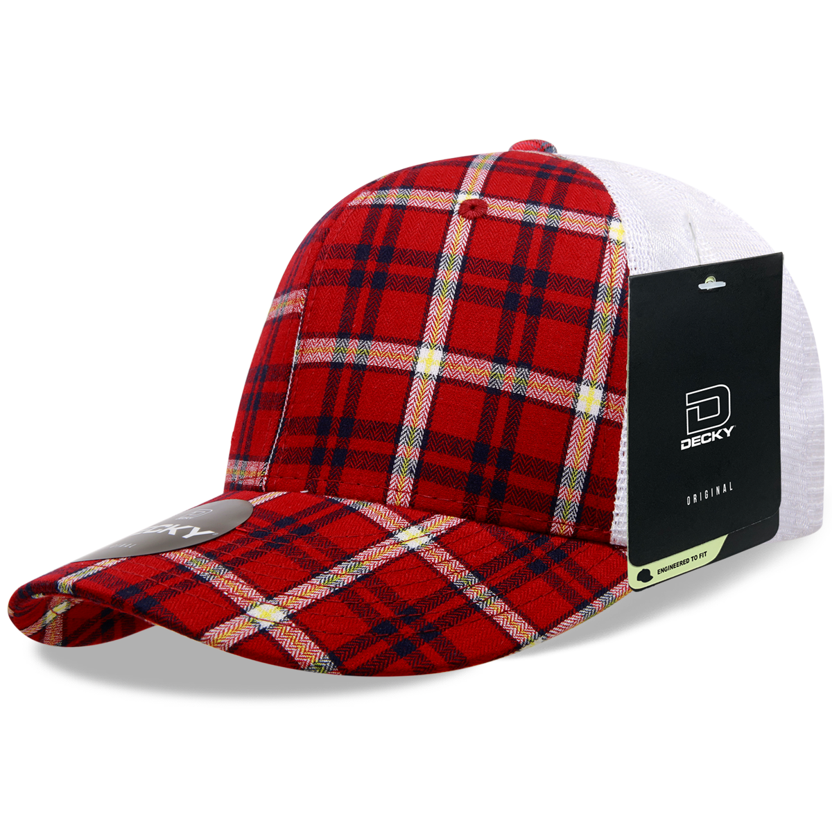 6 Panel Mid Profile Structured Plaid Trucker