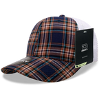 6 Panel Mid Profile Structured Plaid Trucker