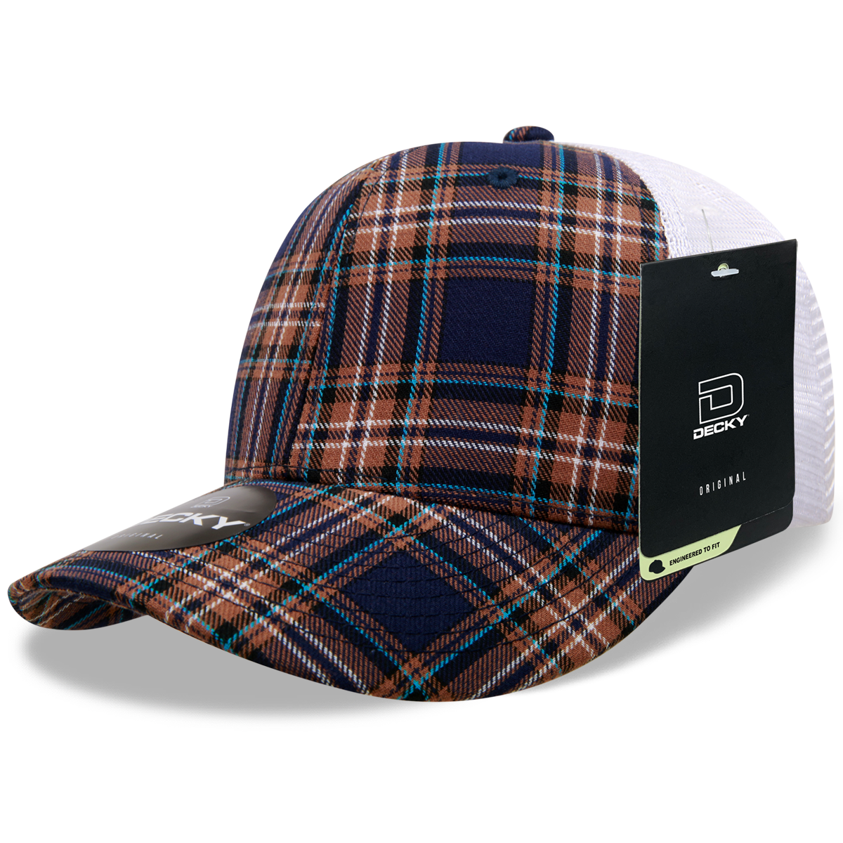 6 Panel Mid Profile Structured Plaid Trucker