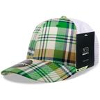 6 Panel Mid Profile Structured Plaid Trucker
