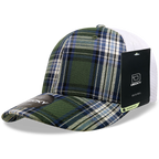 6 Panel Mid Profile Structured Plaid Trucker