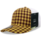 6 Panel Mid Profile Structured Plaid Trucker