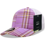 6 Panel Mid Profile Structured Plaid Trucker