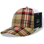 6 Panel Mid Profile Structured Plaid Trucker