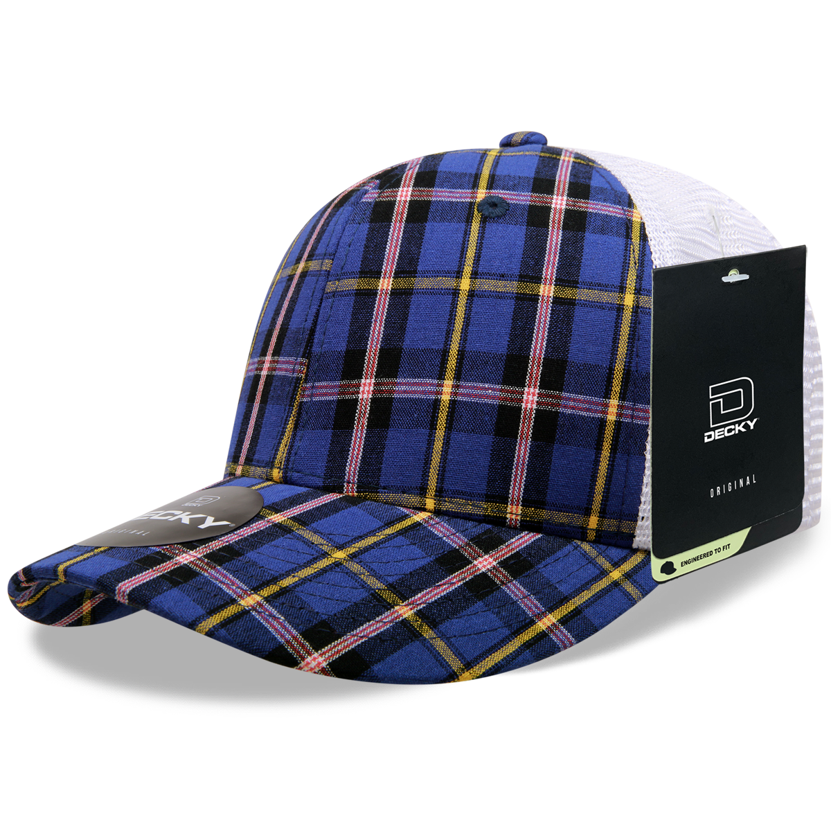 6 Panel Mid Profile Structured Plaid Trucker