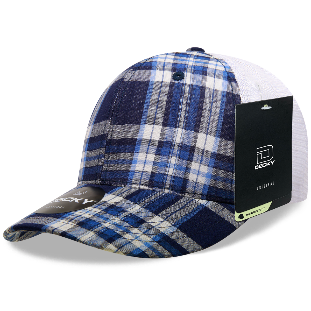 6 Panel Mid Profile Structured Plaid Trucker