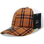 6 Panel Mid Profile Structured Plaid Trucker