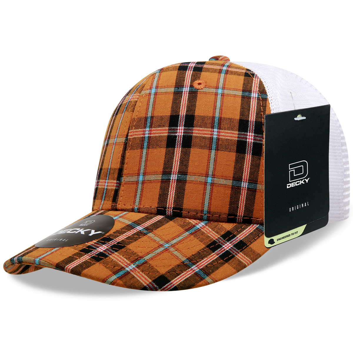 6 Panel Mid Profile Structured Plaid Trucker