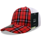 6 Panel Mid Profile Structured Plaid Trucker