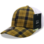 6 Panel Mid Profile Structured Plaid Trucker