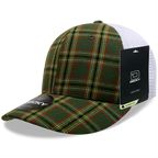6 Panel Mid Profile Structured Plaid Trucker