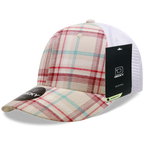 6 Panel Mid Profile Structured Plaid Trucker