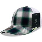 6 Panel Mid Profile Structured Plaid Trucker