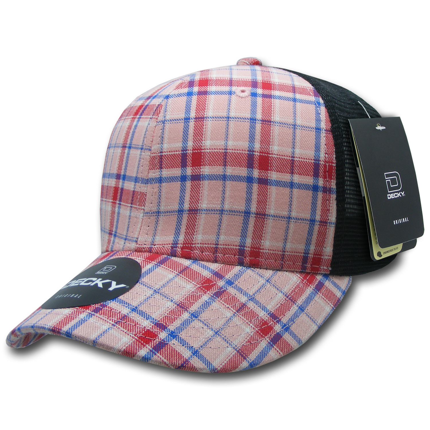 6 Panel Mid Profile Structured Plaid Trucker