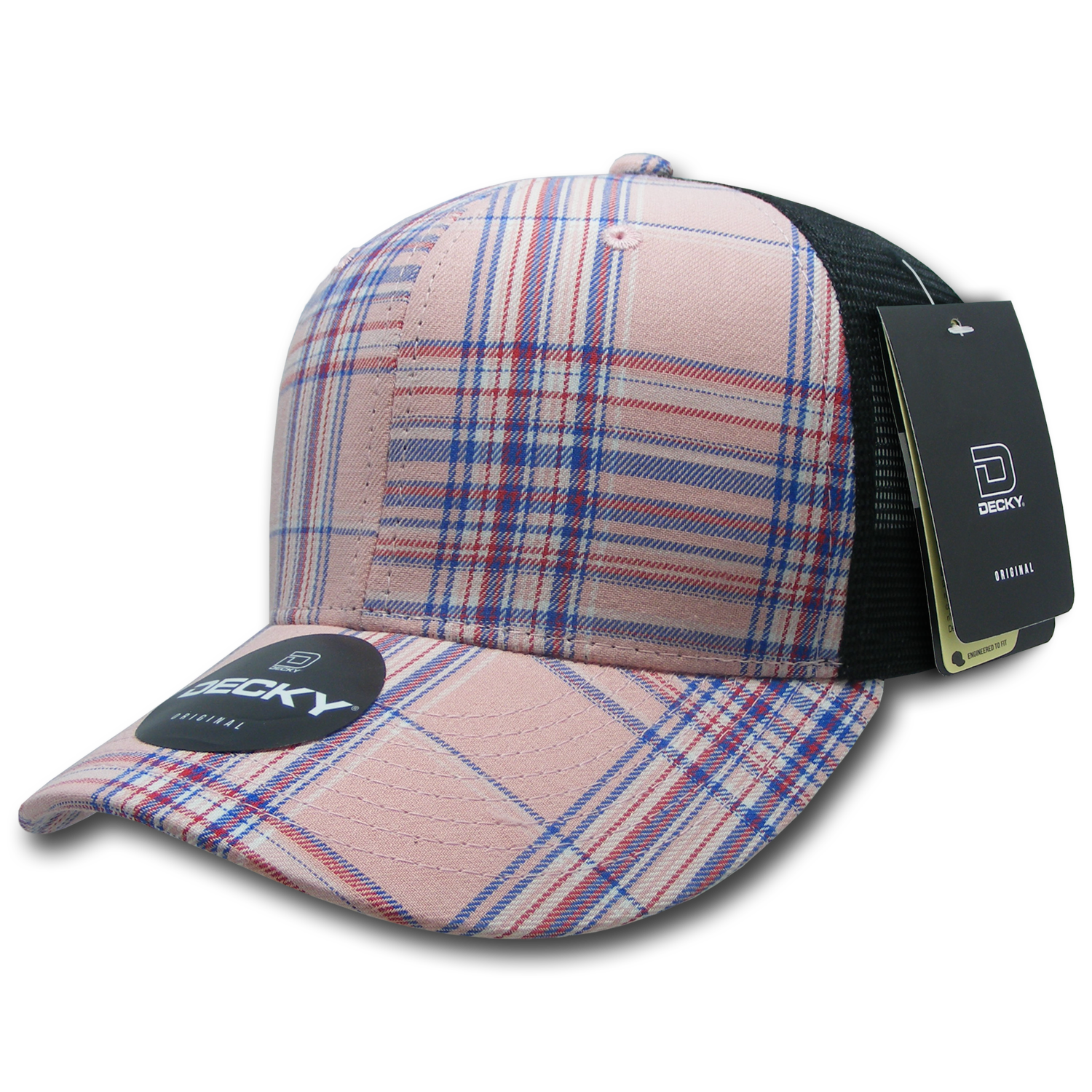 6 Panel Mid Profile Structured Plaid Trucker