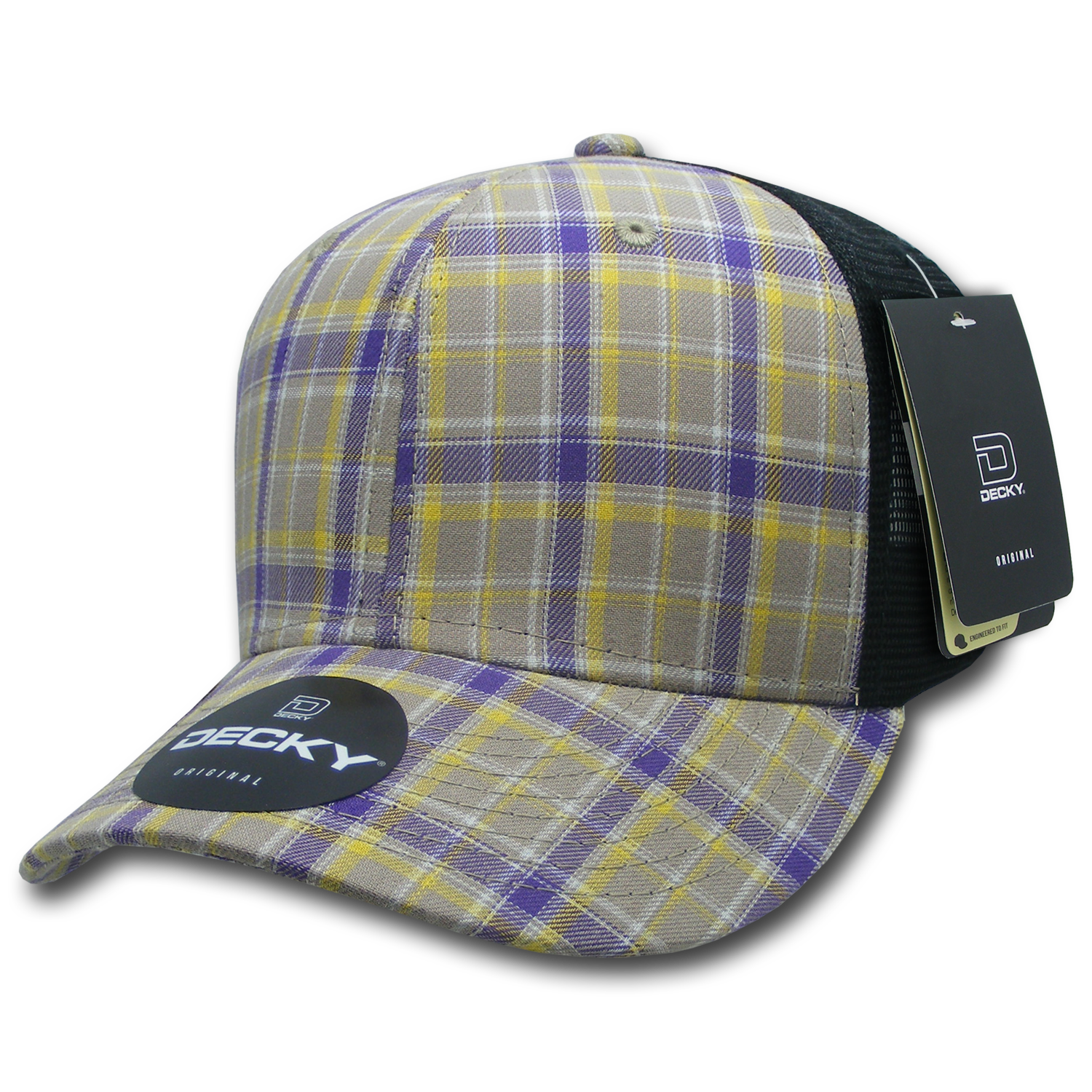 6 Panel Mid Profile Structured Plaid Trucker
