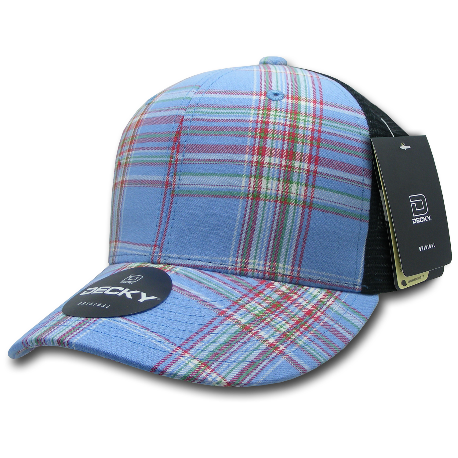 6 Panel Mid Profile Structured Plaid Trucker