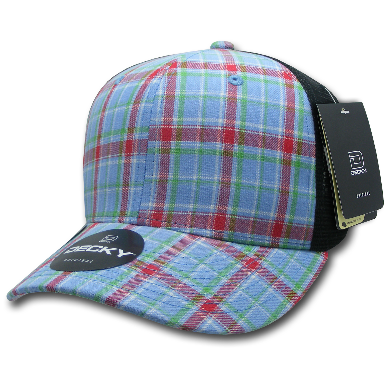 6 Panel Mid Profile Structured Plaid Trucker