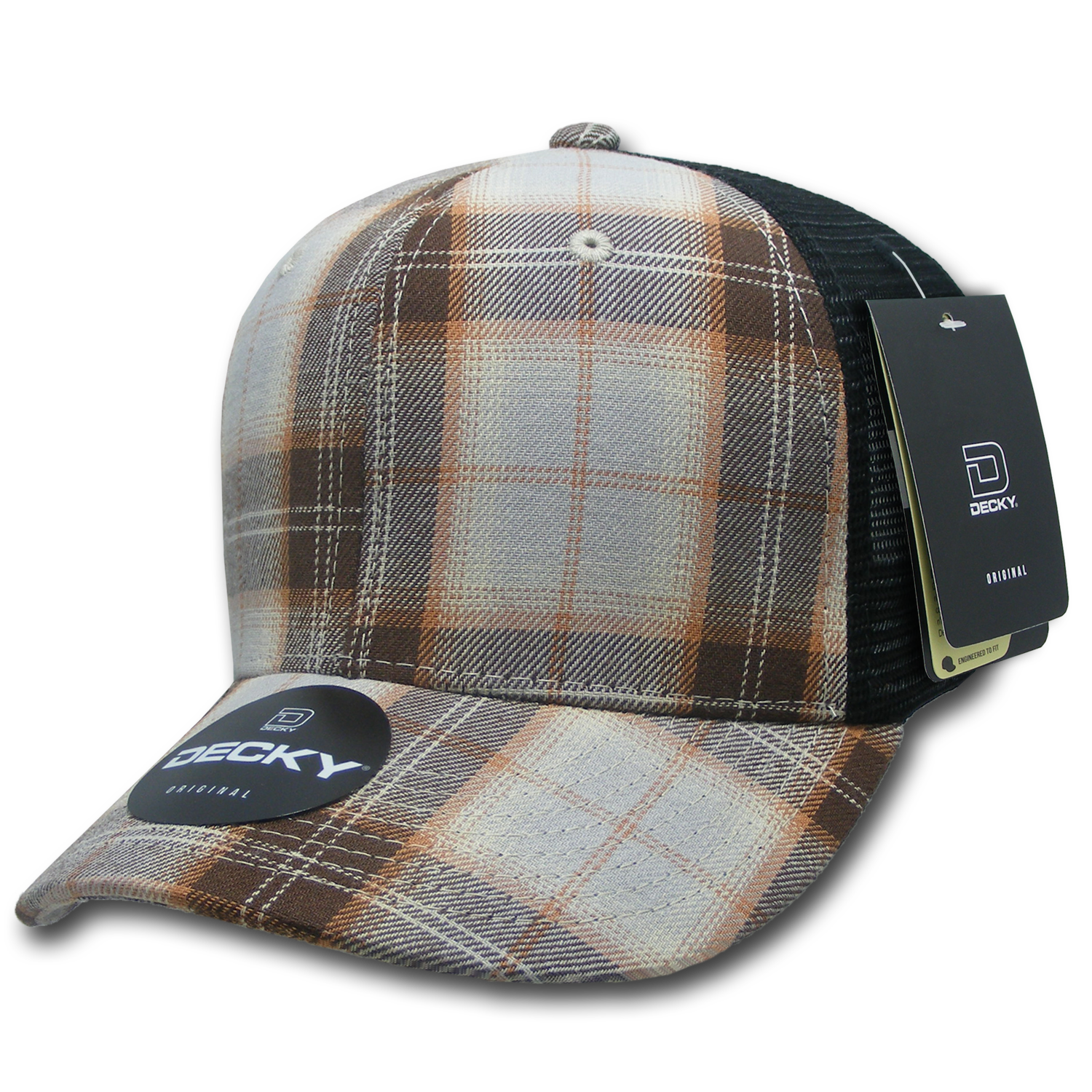 6 Panel Mid Profile Structured Plaid Trucker