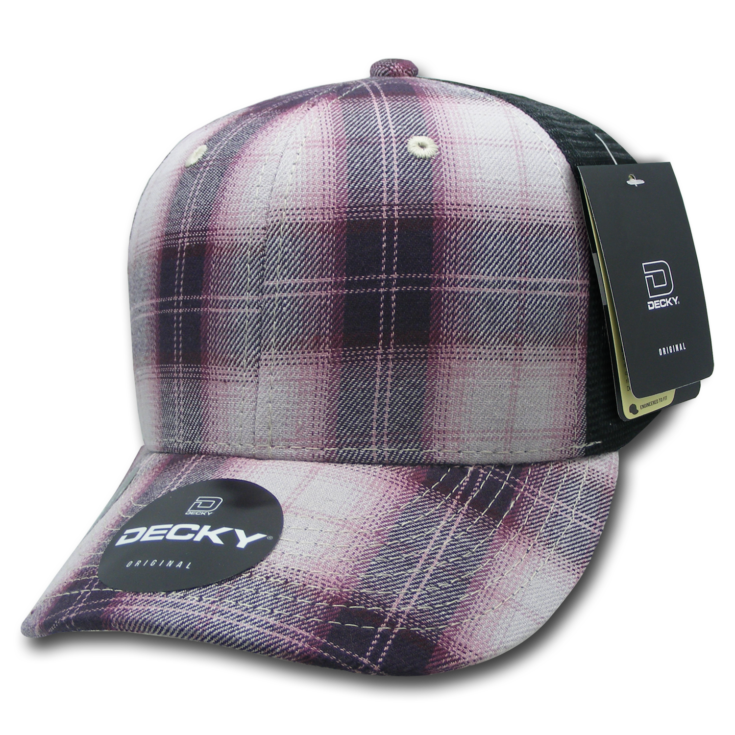 6 Panel Mid Profile Structured Plaid Trucker