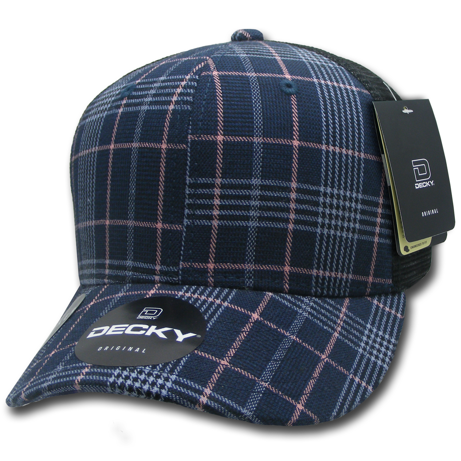 6 Panel Mid Profile Structured Plaid Trucker