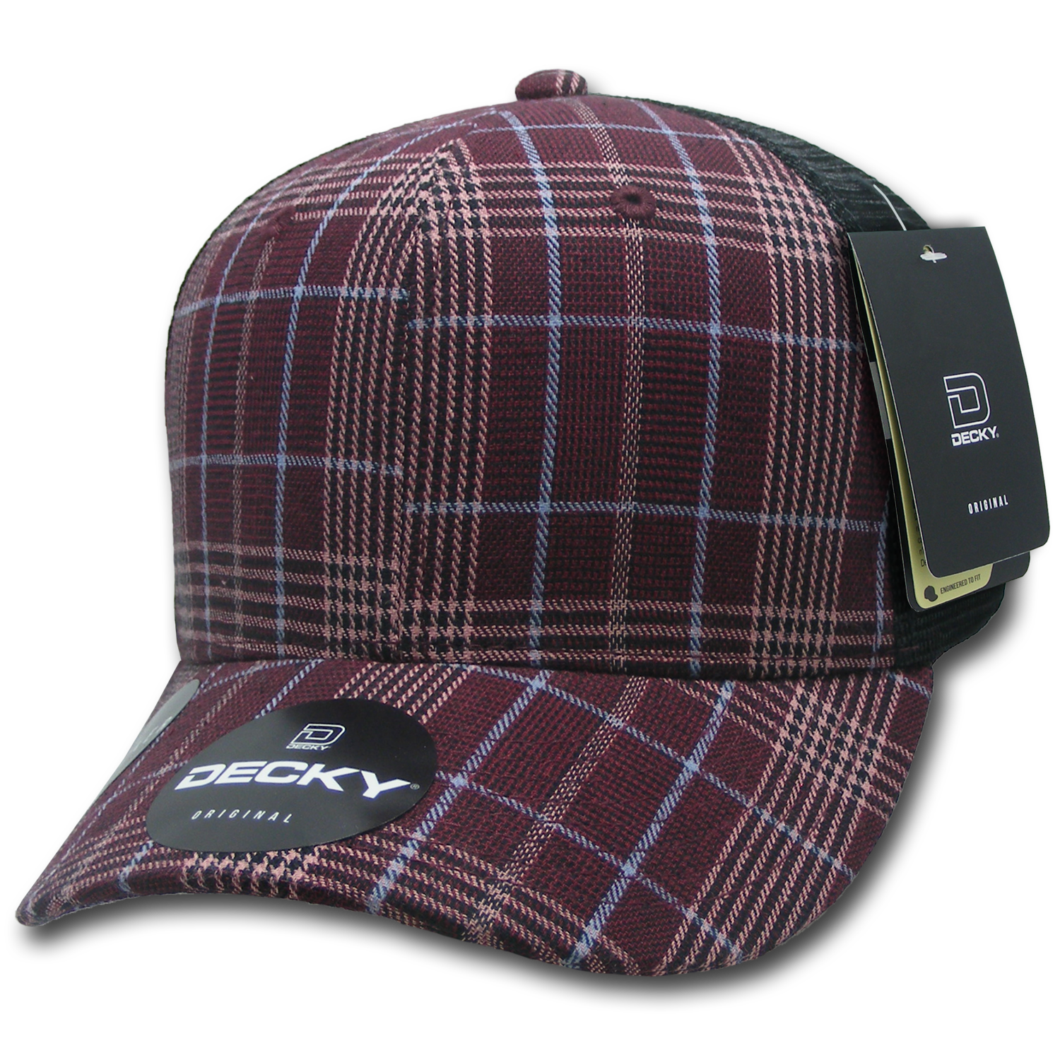 6 Panel Mid Profile Structured Plaid Trucker