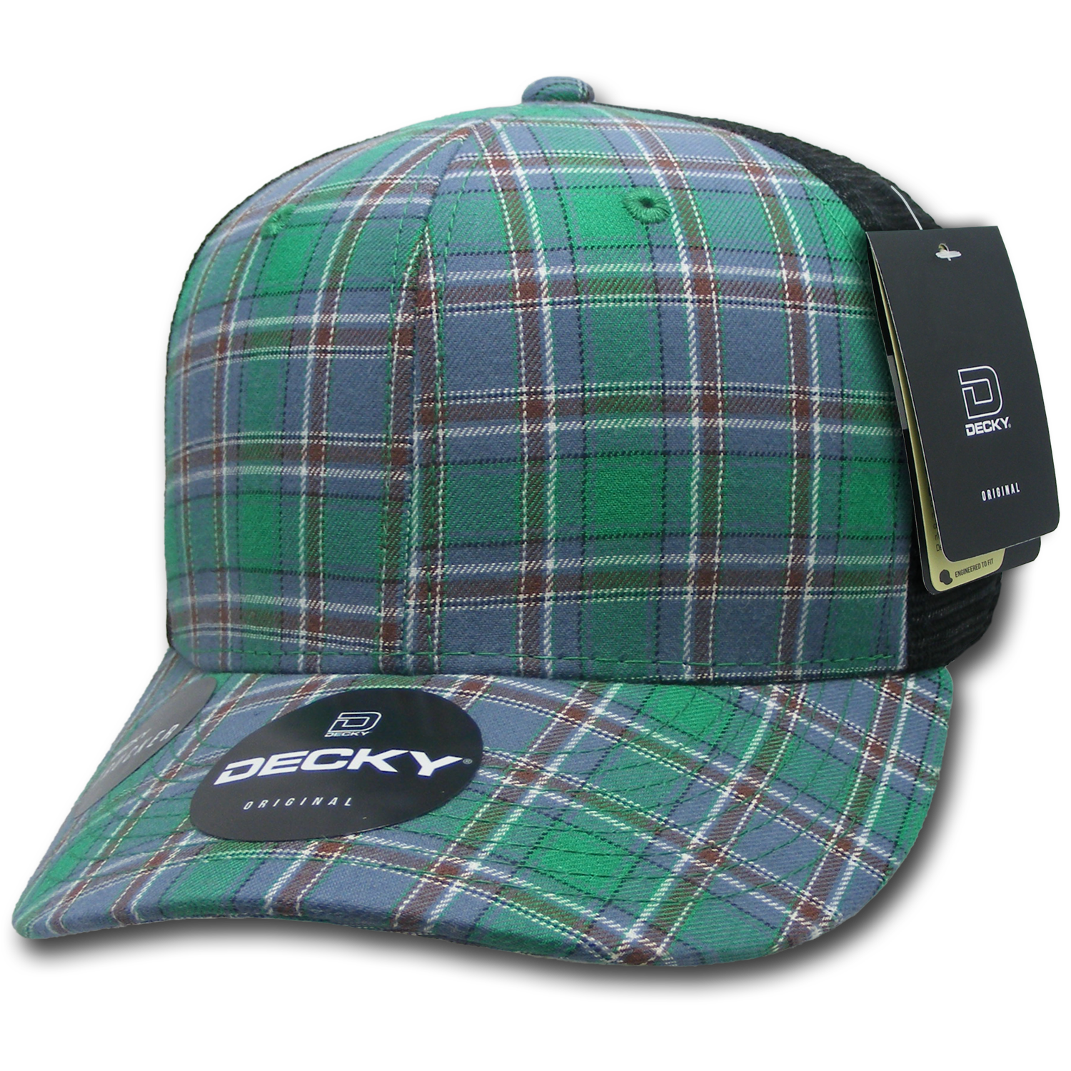 6 Panel Mid Profile Structured Plaid Trucker
