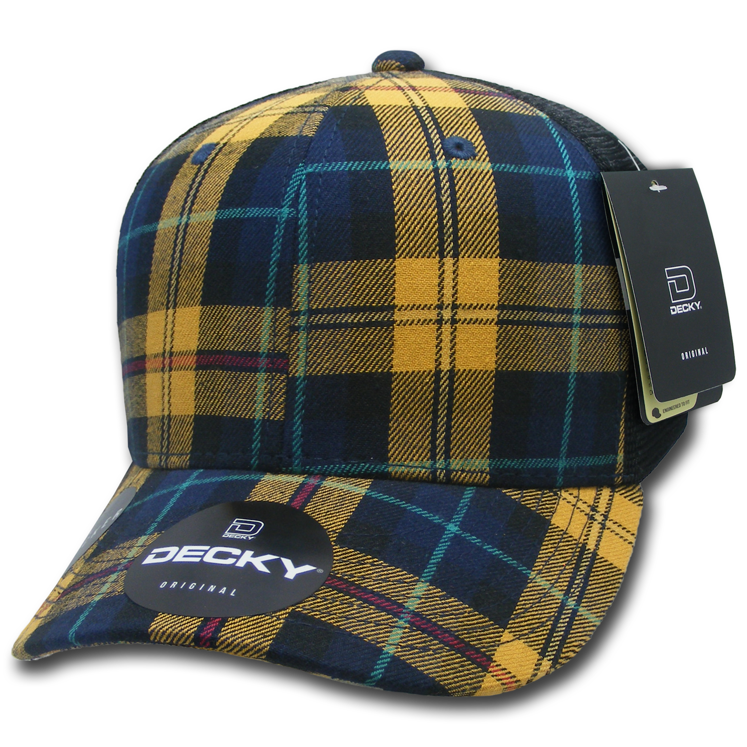 6 Panel Mid Profile Structured Plaid Trucker