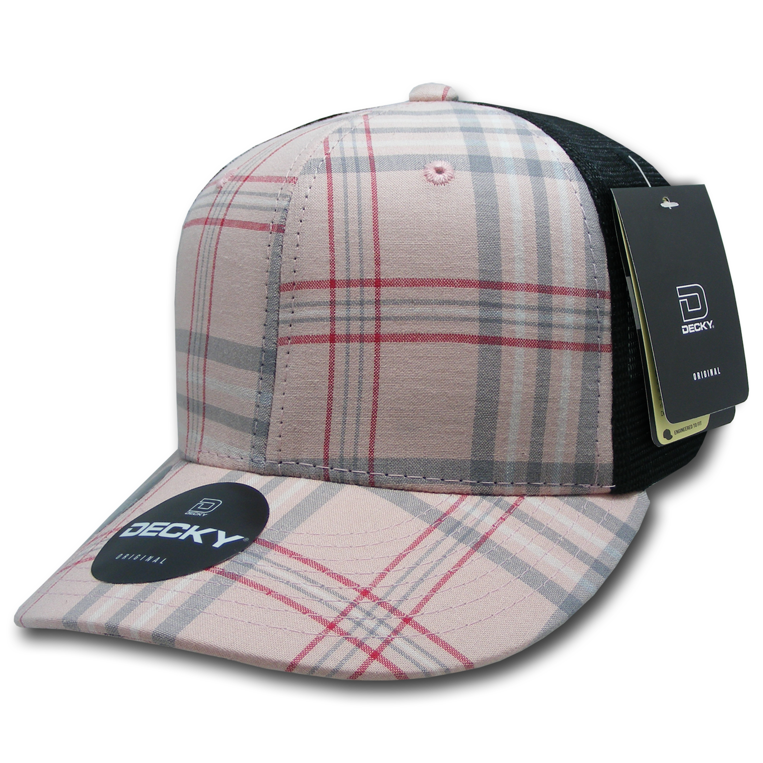 6 Panel Mid Profile Structured Plaid Trucker