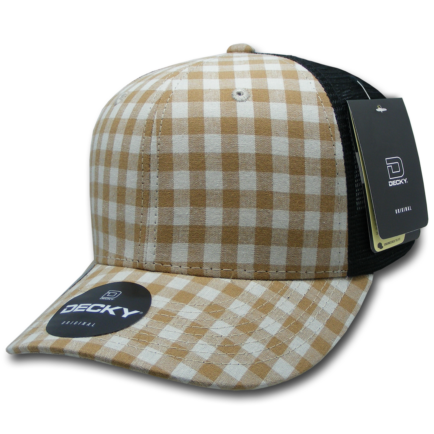 6 Panel Mid Profile Structured Plaid Trucker