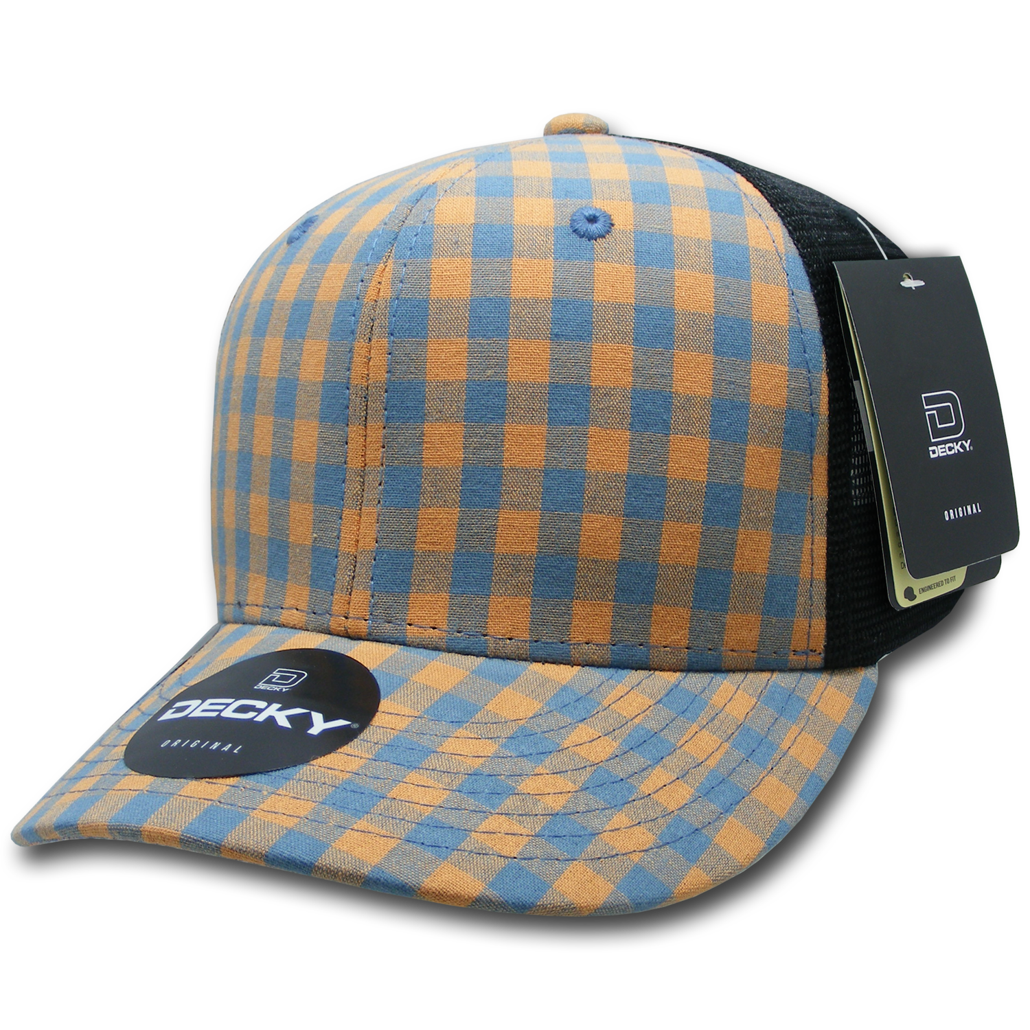 6 Panel Mid Profile Structured Plaid Trucker