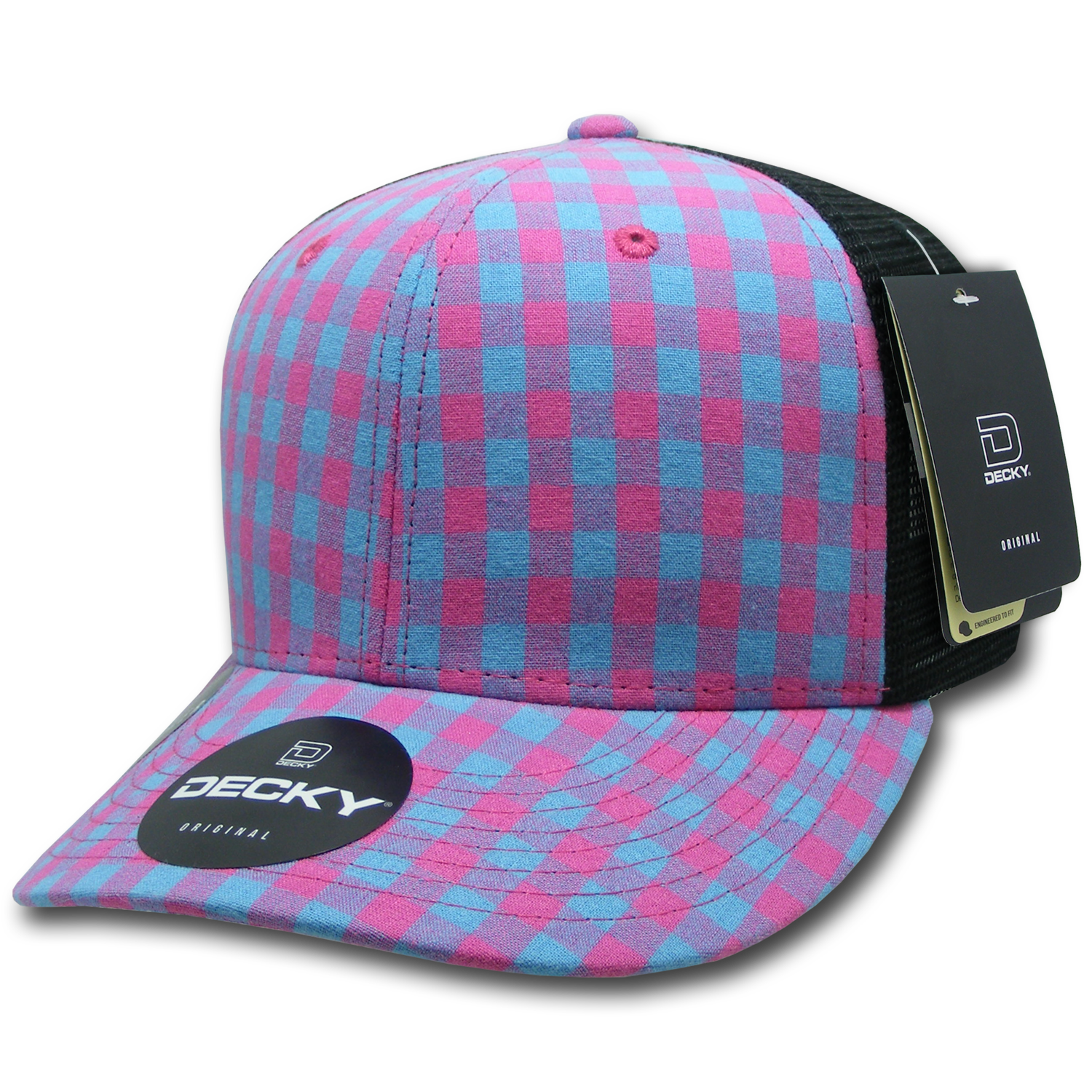 6 Panel Mid Profile Structured Plaid Trucker