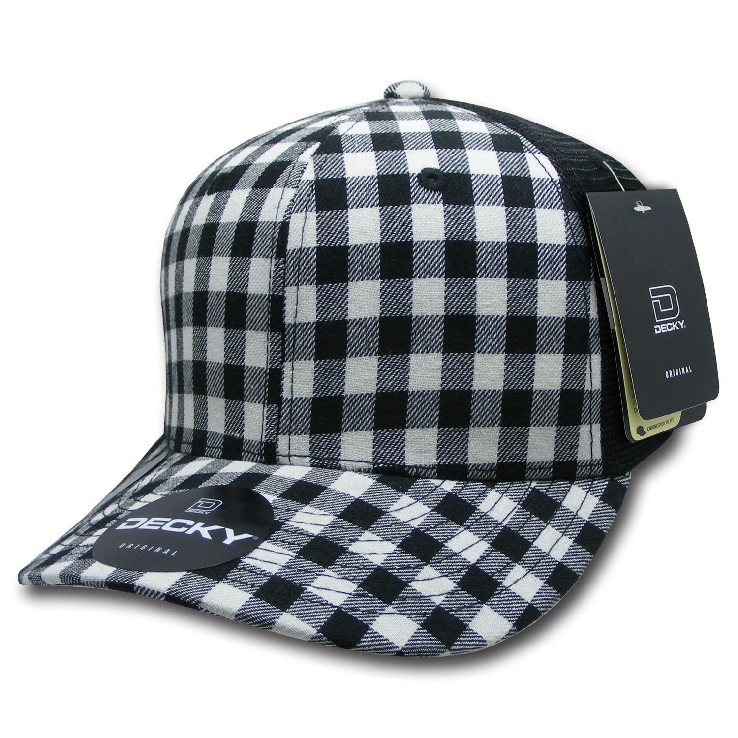 6 Panel Mid Profile Structured Plaid Trucker