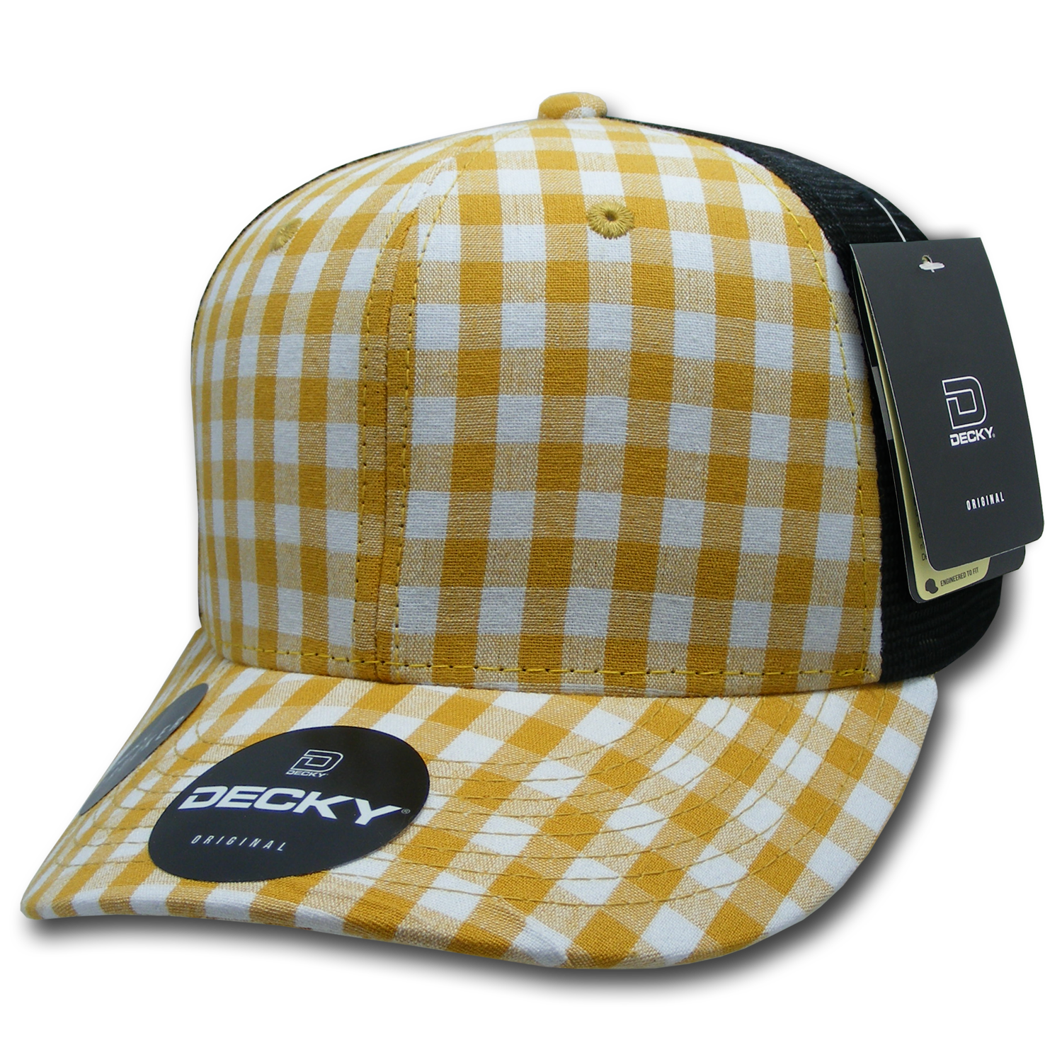 6 Panel Mid Profile Structured Plaid Trucker