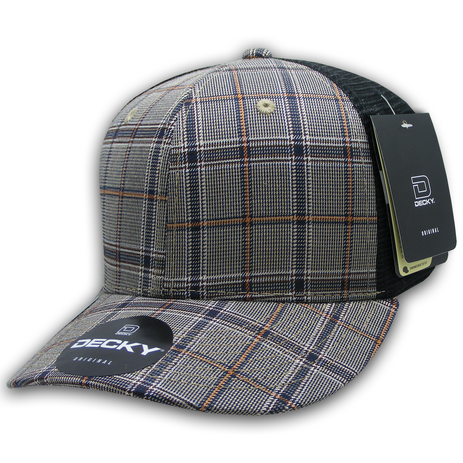 6 Panel Mid Profile Structured Plaid Trucker