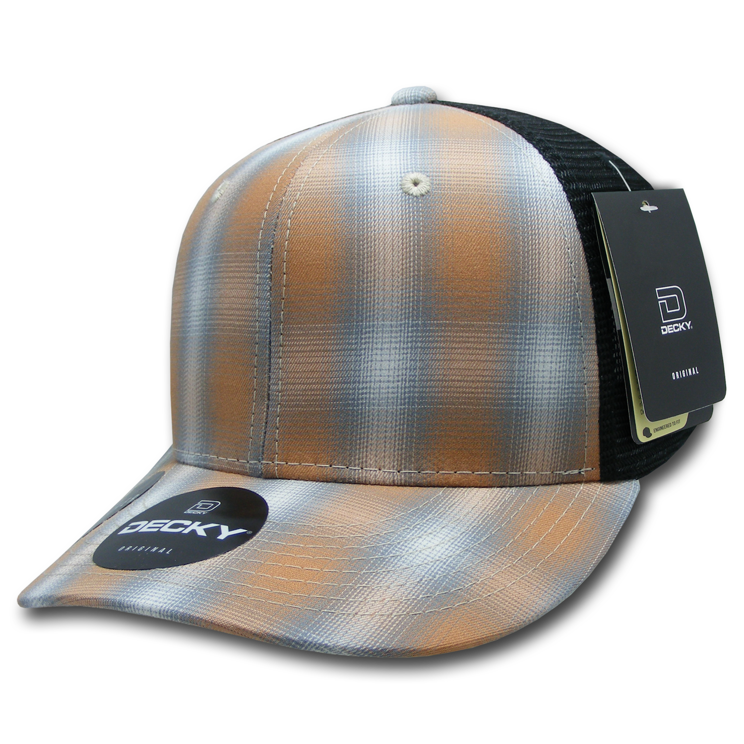 6 Panel Mid Profile Structured Plaid Trucker
