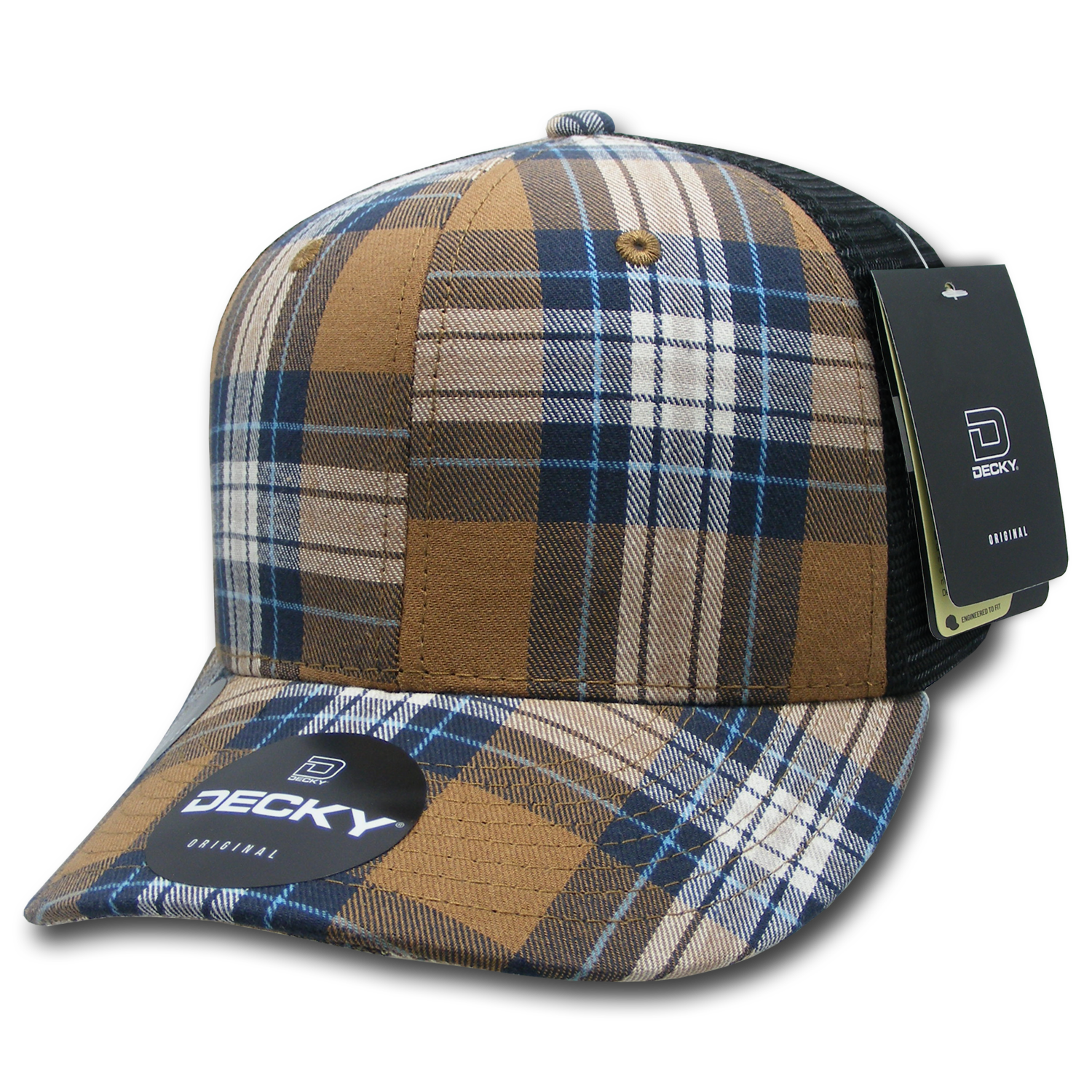 6 Panel Mid Profile Structured Plaid Trucker