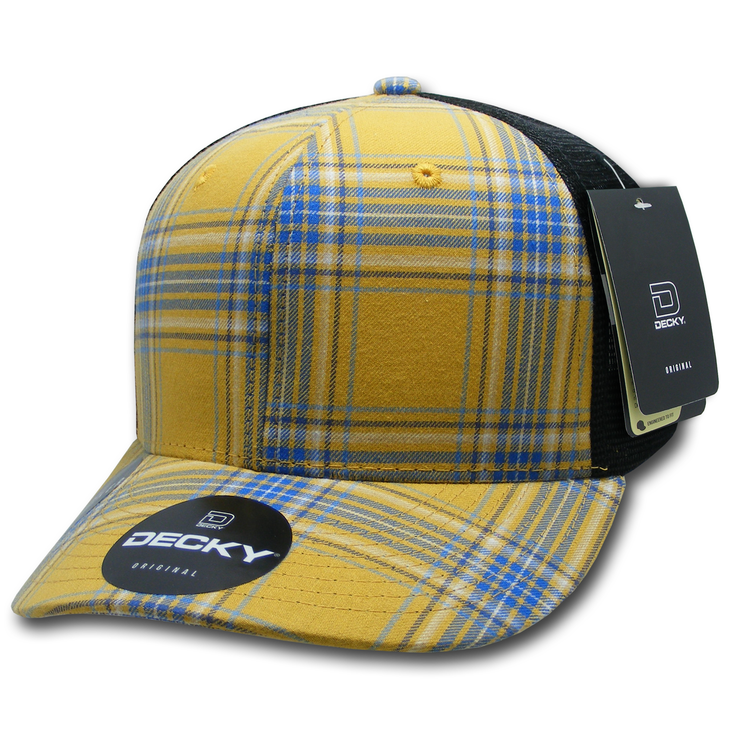 6 Panel Mid Profile Structured Plaid Trucker