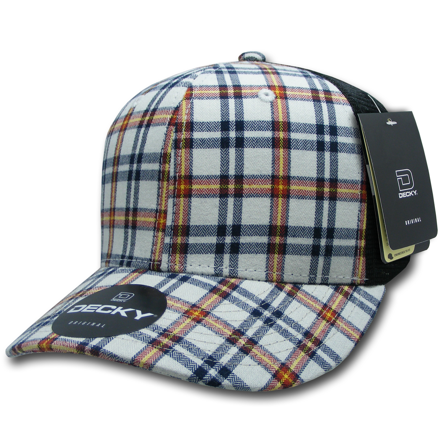6 Panel Mid Profile Structured Plaid Trucker