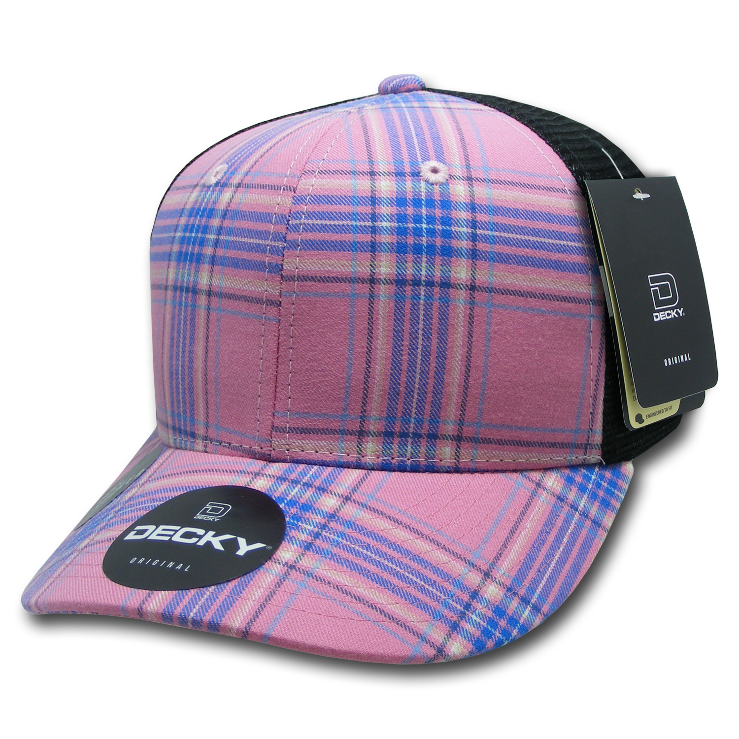 6 Panel Mid Profile Structured Plaid Trucker