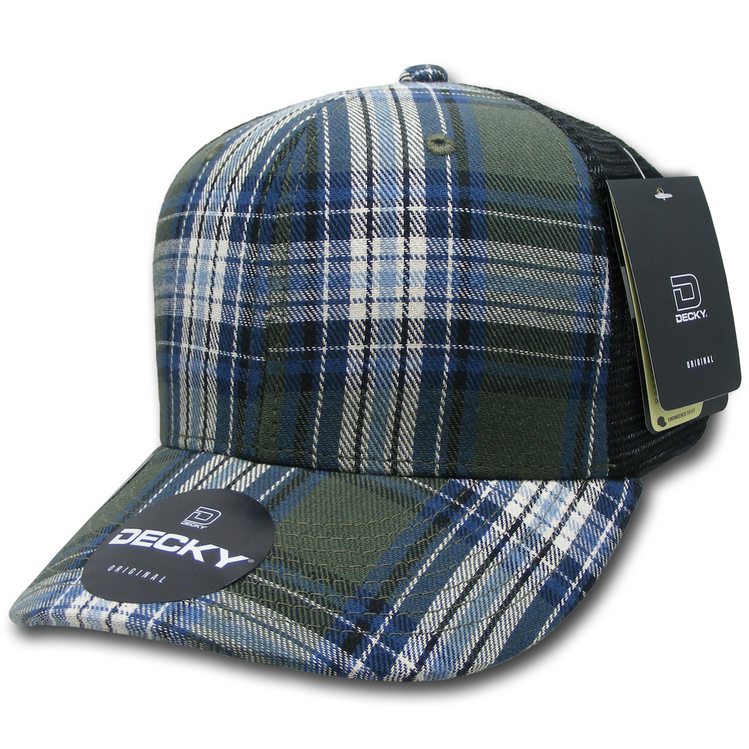 6 Panel Mid Profile Structured Plaid Trucker