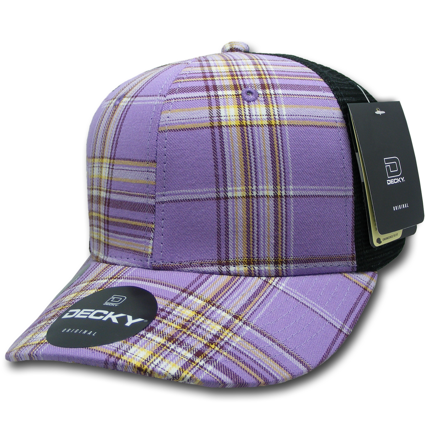 6 Panel Mid Profile Structured Plaid Trucker