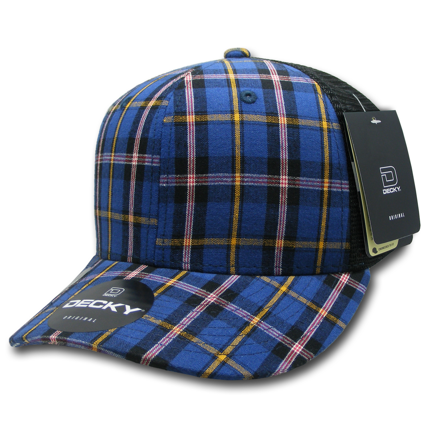 6 Panel Mid Profile Structured Plaid Trucker